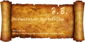Hofmeister Borbála névjegykártya